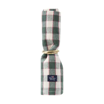 Servilleta de tela Checked Linen/Cotton 50x50 cm - Green-light beige-red - Lexington