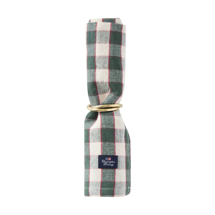Servilleta de tela Checked Linen/Cotton 50x50 cm - Green-light beige-red - Lexington