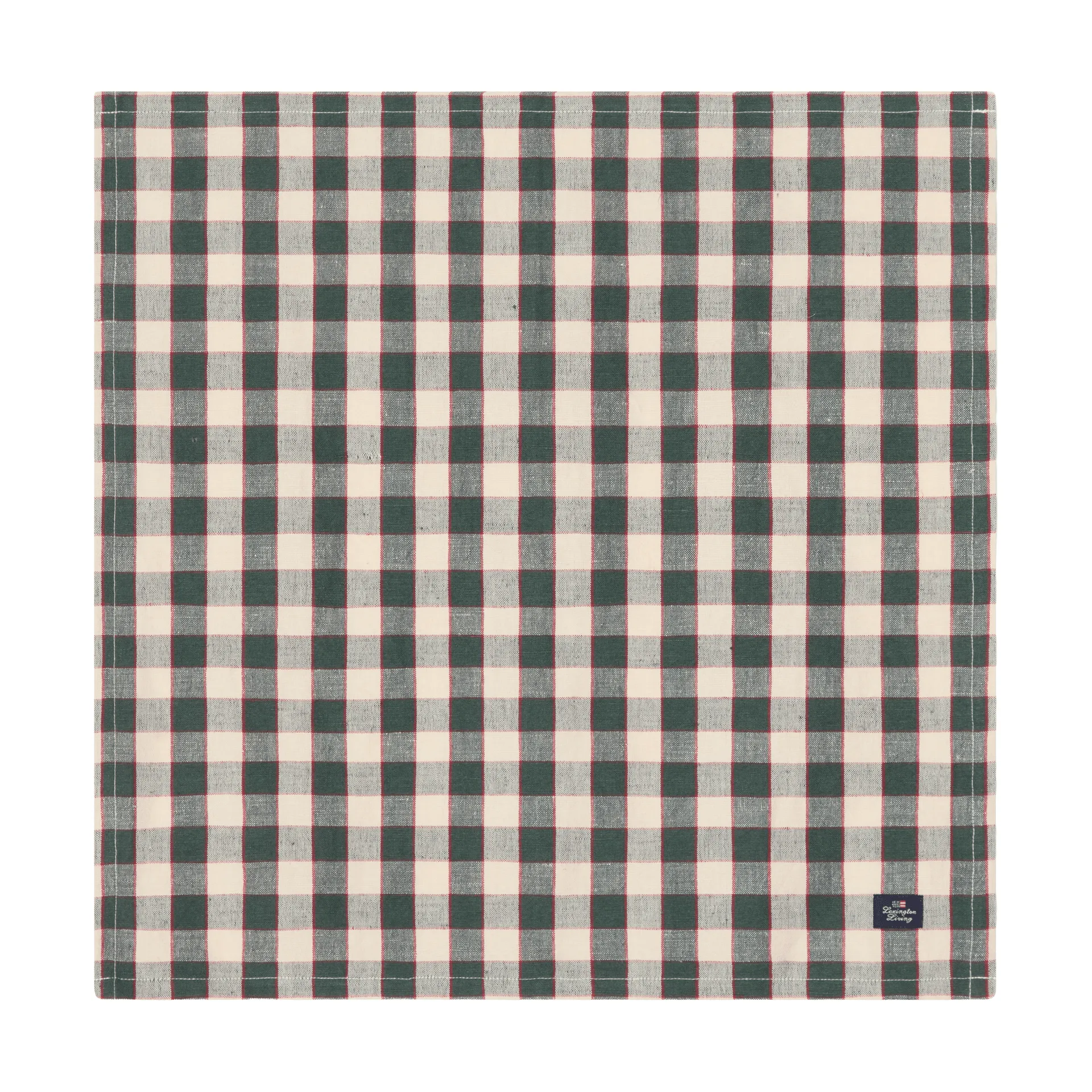 Servilleta de tela Checked Linen/Cotton 50x50 cm, Green-light beige-red Lexington