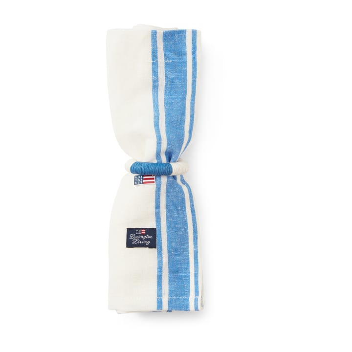 Servilleta de tela Linen Cotton Side Stripes 50x50 cm, Azul-blanco Lexington