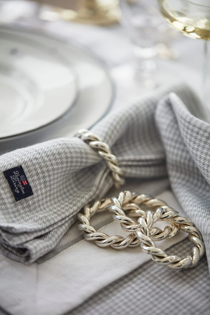 Servilleta de tela Pepita Check Cotton Linen 50x50 cm, White-light gray Lexington