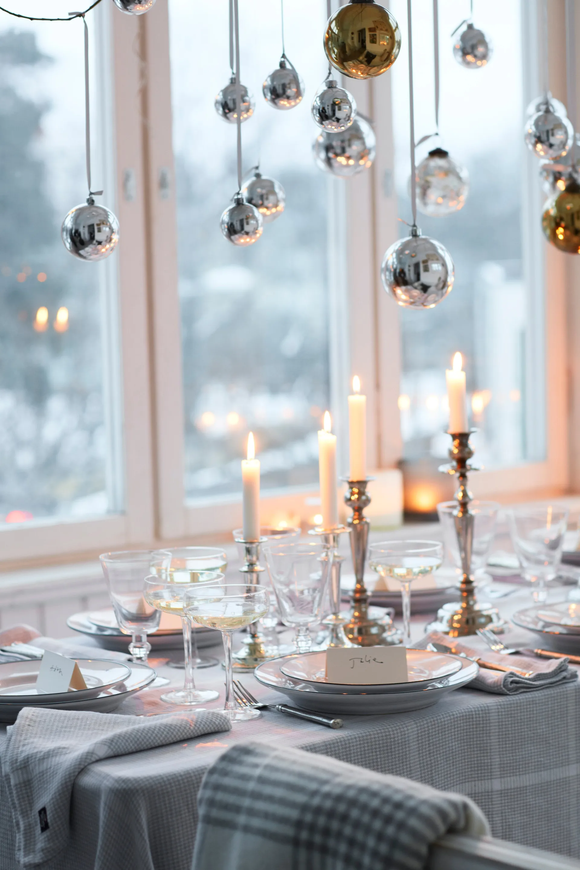 Servilleta de tela Pepita Check Cotton Linen 50x50 cm, White-light gray Lexington