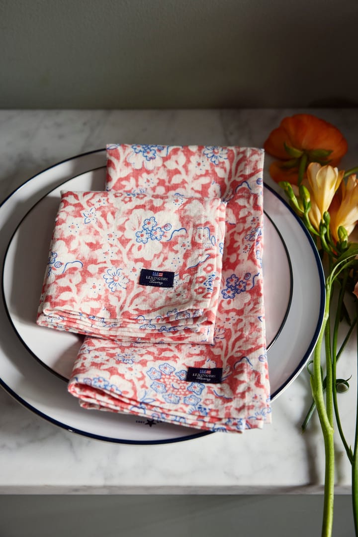 Servilleta de tela Printed Flowers Recycled Cotton 50x50 cm, Coral Lexington