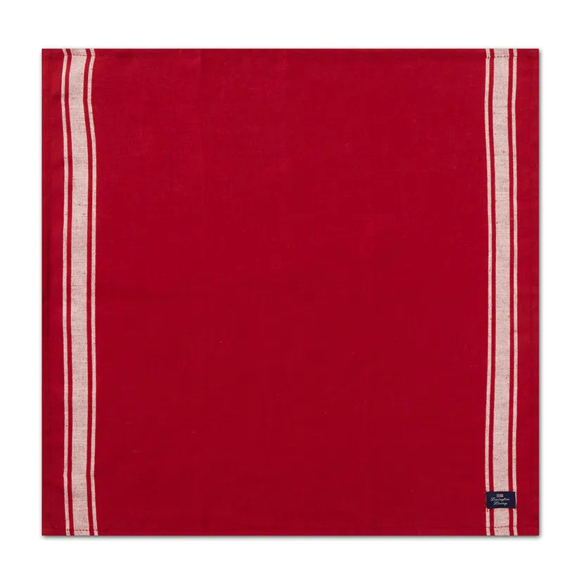 Servilleta Side Striped Cotton Linen 50x50 cm, Rojo-blanco Lexington