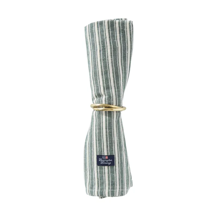 Servilletas de lino Striped  - Green-light beige, 50x50 cm - Lexington
