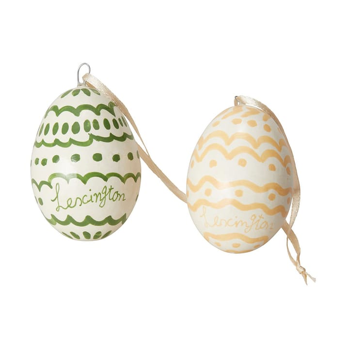 Set de 2 colgantes de Pascua Easter Eggs in Papier Maché - Green-yellow - Lexington