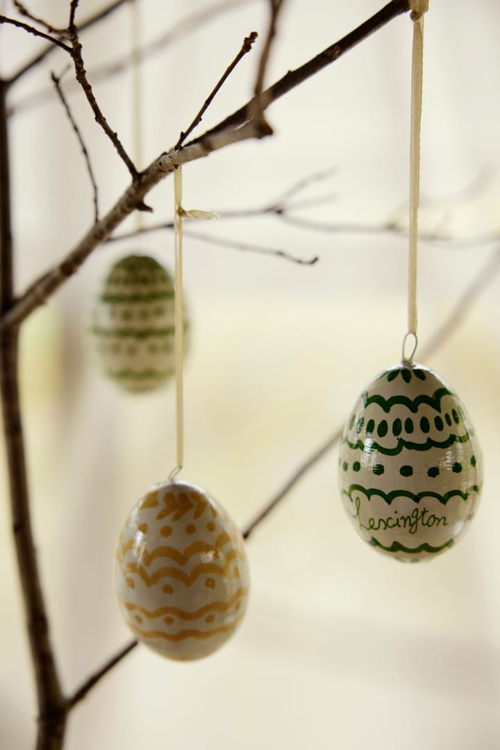 Set de 2 colgantes de Pascua Easter Eggs in Papier Maché, Green-yellow Lexington
