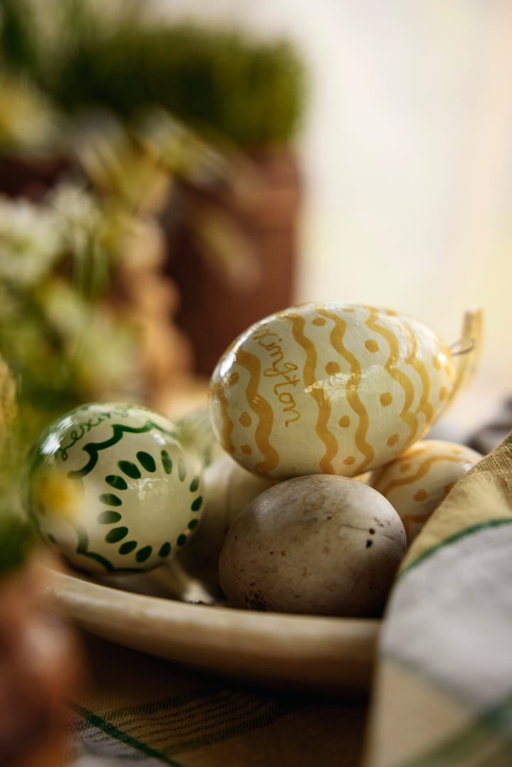 Set de 2 colgantes de Pascua Easter Eggs in Papier Maché, Green-yellow Lexington