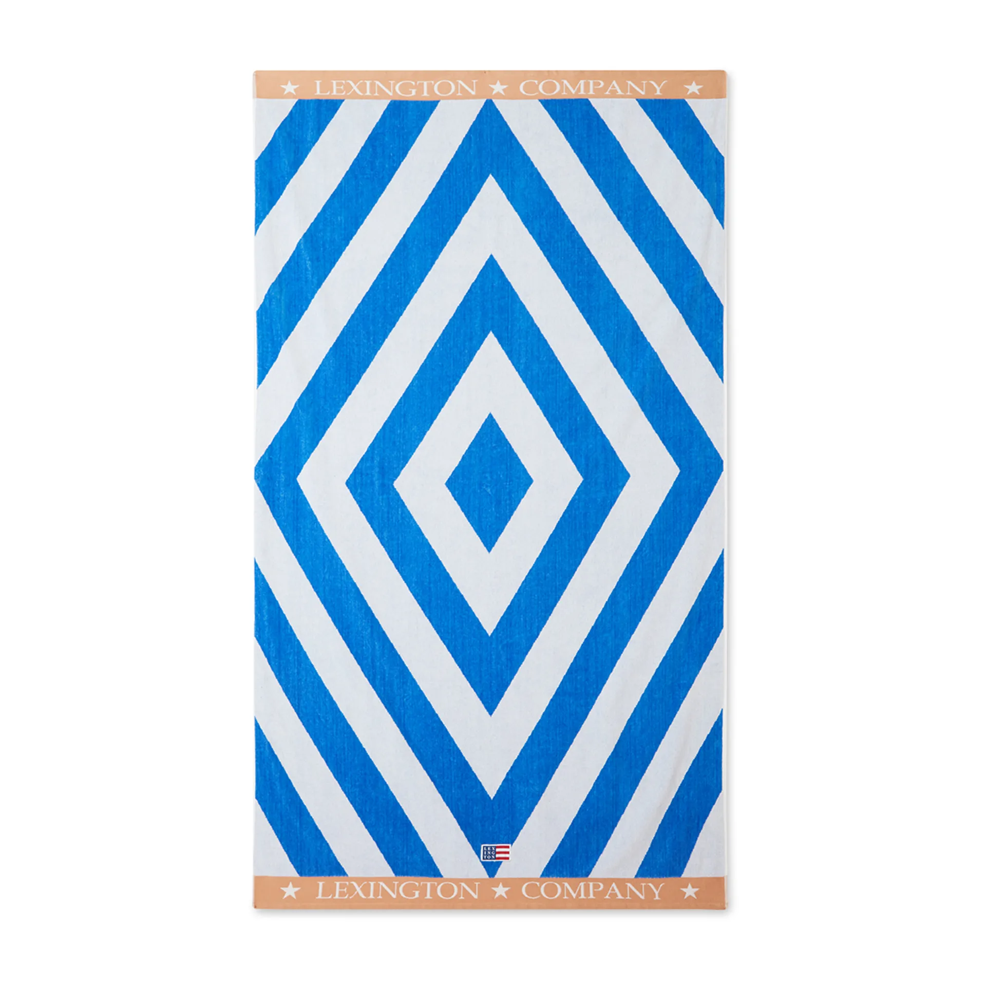 Toalla de playa Graphic Cotton Velour 100x180 cm, Azul-blanco-beige Lexington