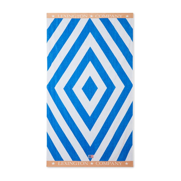 Toalla de playa Graphic Cotton Velour 100x180 cm, Azul-blanco-beige Lexington
