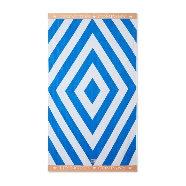 Toalla de playa Graphic Cotton Velour 100x180 cm - Azul-blanco-beige - Lexington