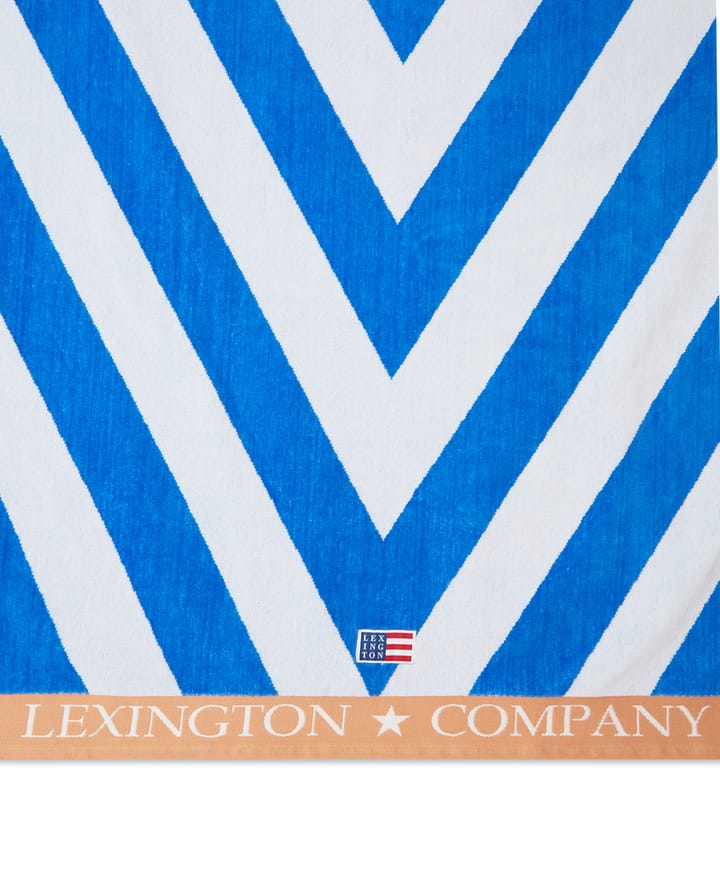 Toalla de playa Graphic Cotton Velour 100x180 cm, Azul-blanco-beige Lexington
