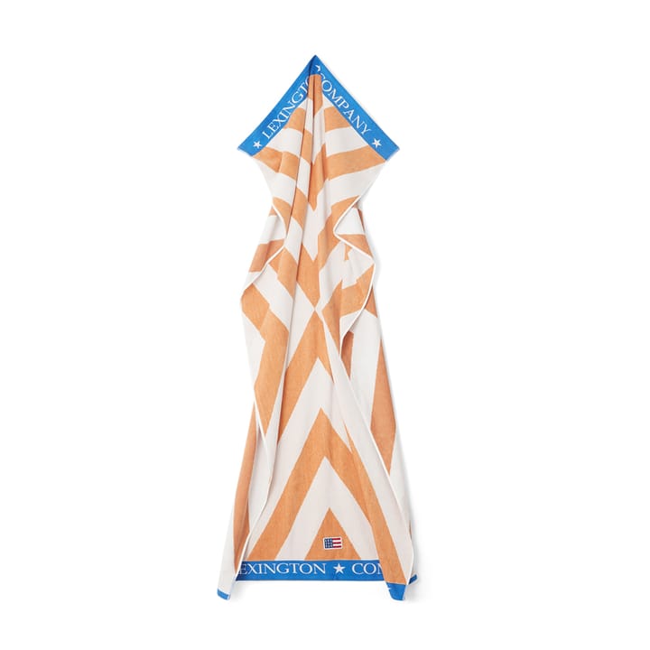 Toalla de playa Graphic Cotton Velour 100x180 cm, Beige-blanco-azul Lexington