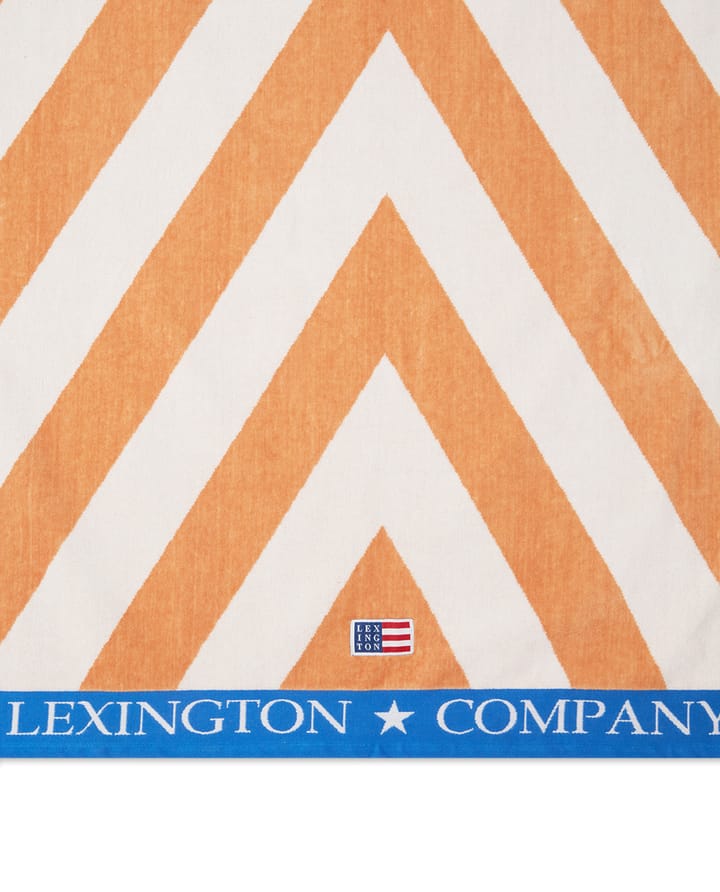Toalla de playa Graphic Cotton Velour 100x180 cm, Beige-blanco-azul Lexington