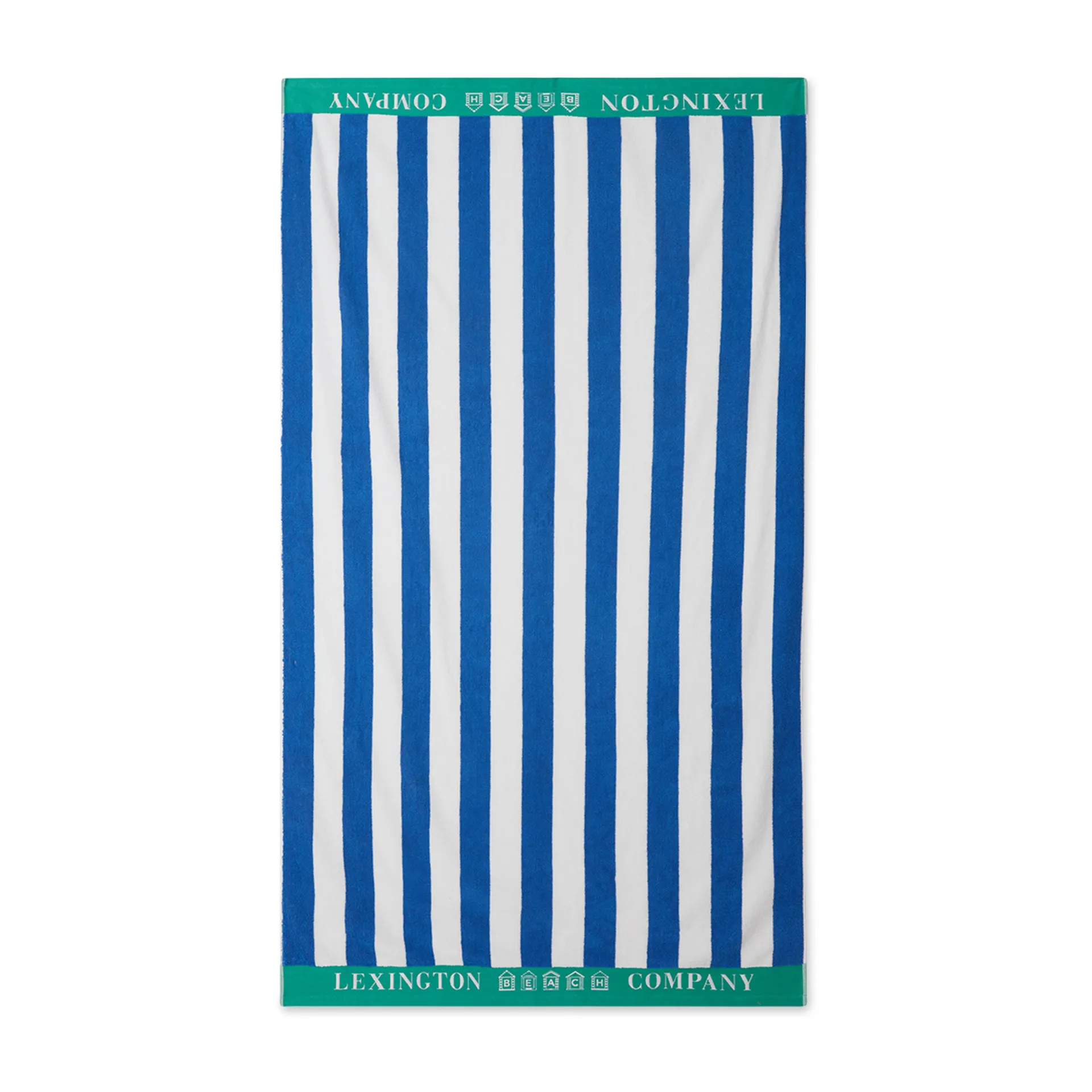 Toalla de playa Striped Cotton Terry 100x180 cm, Azul-blanco-verde Lexington