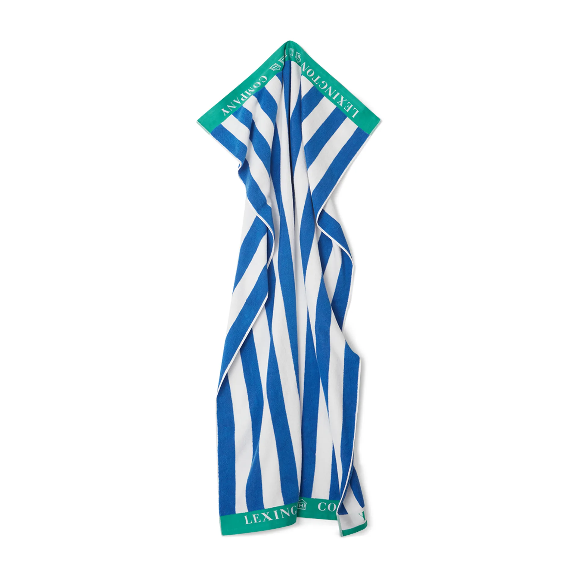 Toalla de playa Striped Cotton Terry 100x180 cm, Azul-blanco-verde Lexington
