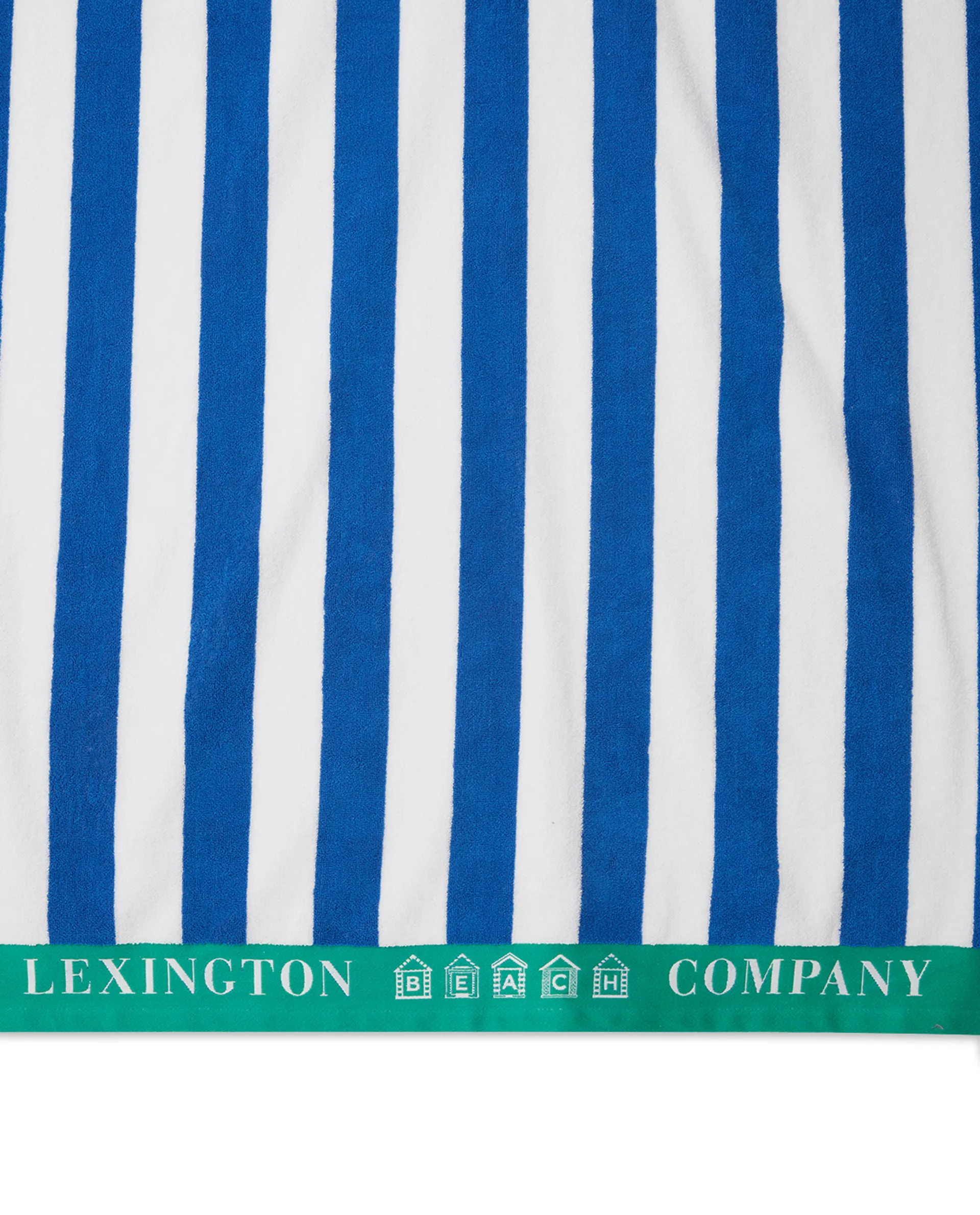 Toalla de playa Striped Cotton Terry 100x180 cm, Azul-blanco-verde Lexington