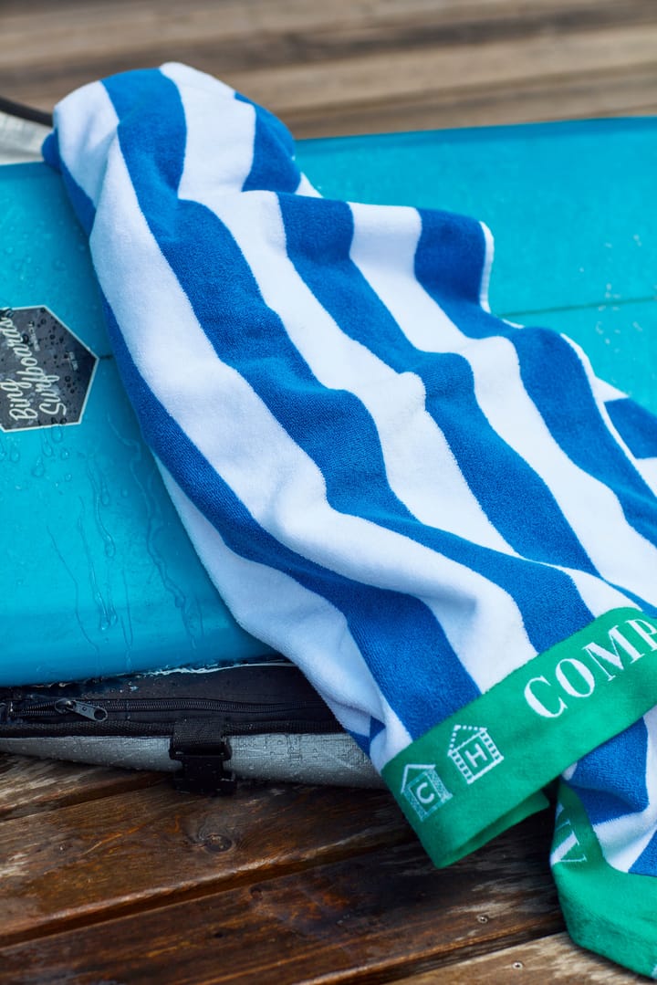 Toalla de playa Striped Cotton Terry 100x180 cm, Azul-blanco-verde Lexington