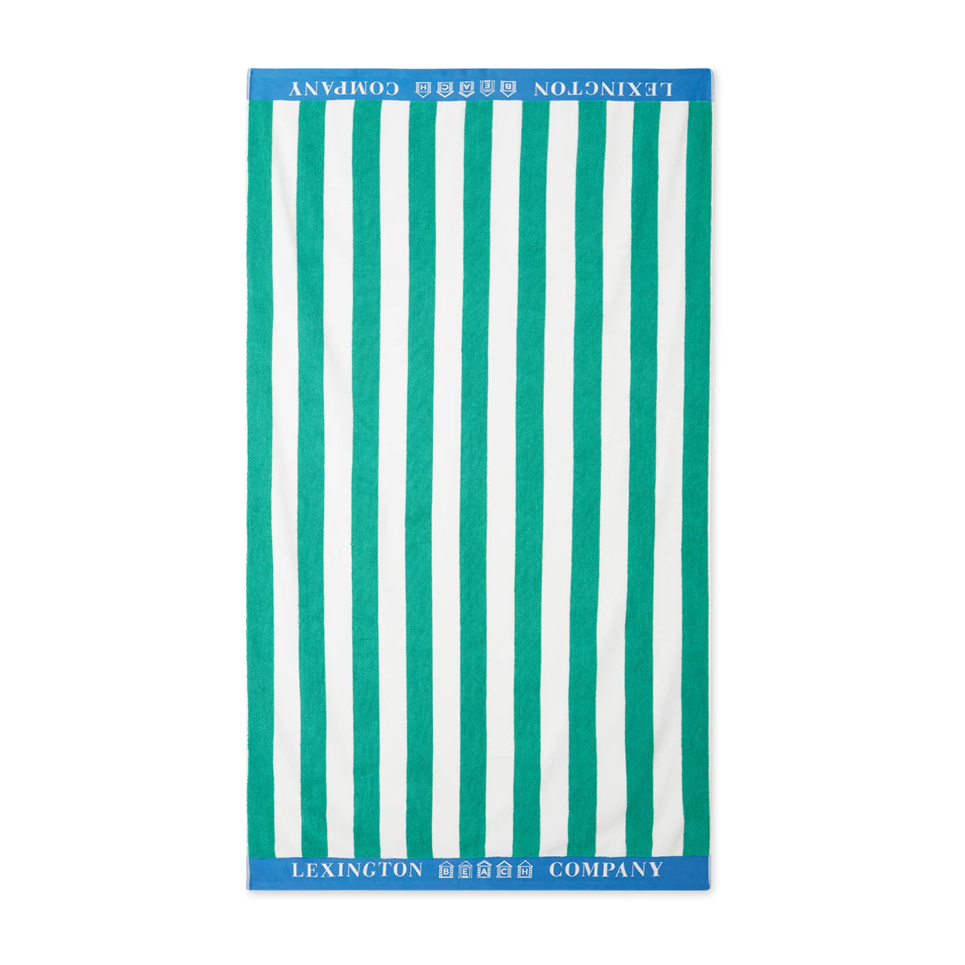 Toalla de playa Striped Cotton Terry 100x180 cm, Verde-azul-blanco Lexington