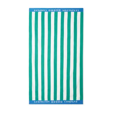 Toalla de playa Striped Cotton Terry 100x180 cm - Verde-azul-blanco - Lexington