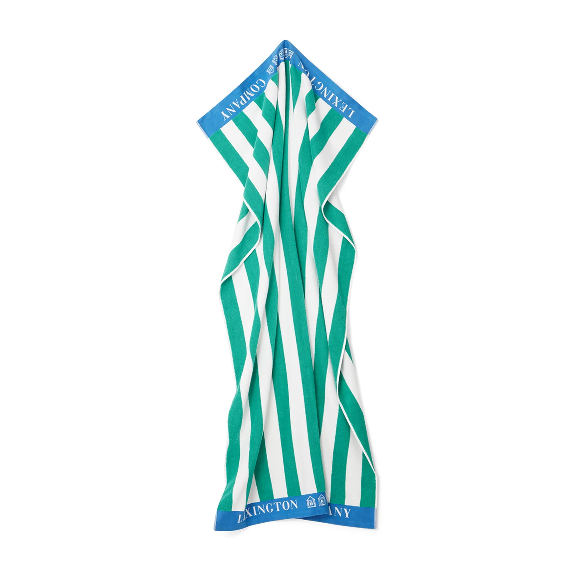Toalla de playa Striped Cotton Terry 100x180 cm, Verde-azul-blanco Lexington