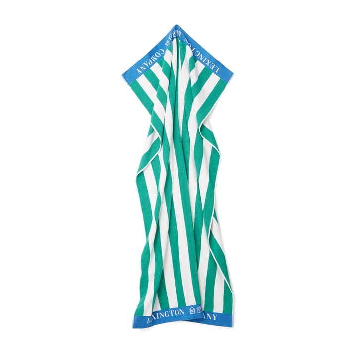 Toalla de playa Striped Cotton Terry 100x180 cm - Verde-azul-blanco - Lexington