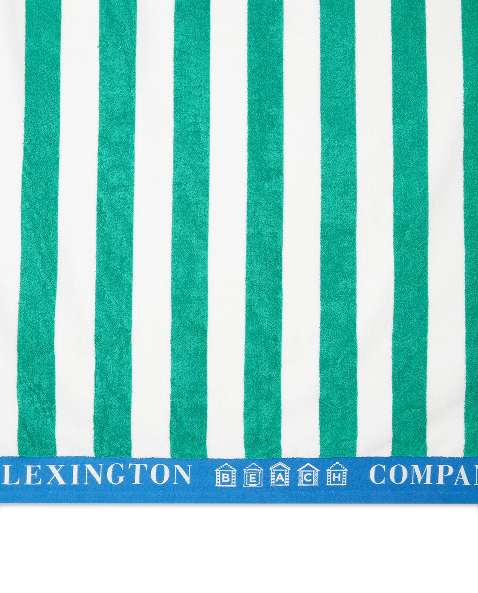 Toalla de playa Striped Cotton Terry 100x180 cm, Verde-azul-blanco Lexington
