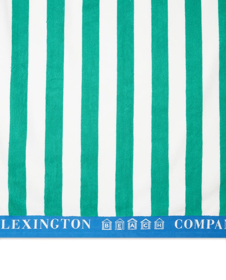 Toalla de playa Striped Cotton Terry 100x180 cm, Verde-azul-blanco Lexington