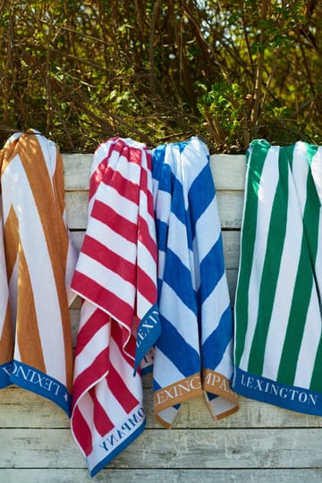 Toalla de playa Striped Cotton Terry 100x180 cm - Verde-azul-blanco - Lexington
