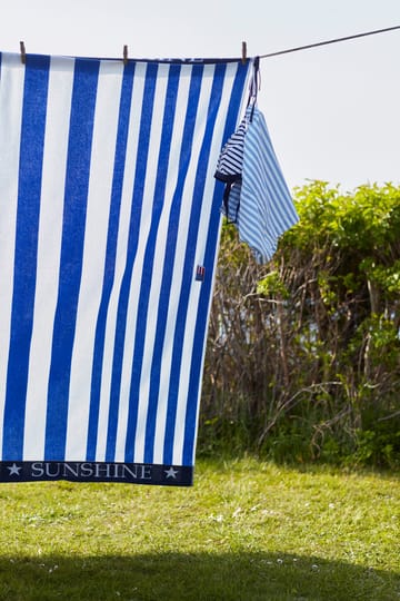 Toalla de playa Striped Family 200x180 cm - Azul-blanco - Lexington