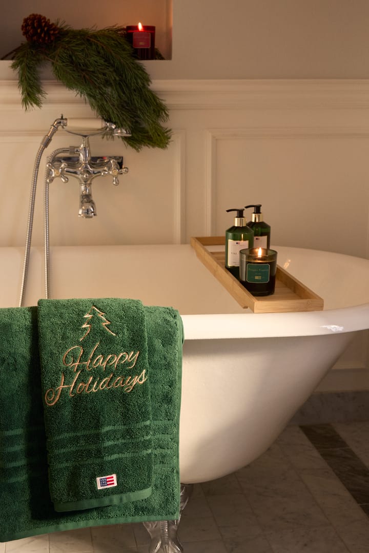 Toalla ecológica Happy Holidays Juniper 50x70 cm, Green-Light Beige Lexington