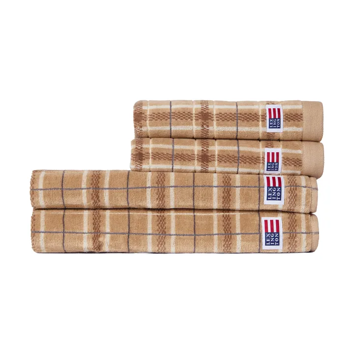 Toalla Lexington checked, 4 piezas - Beige-gray, 2 uds 50x70 cm, 2 uds 70x30 cm - Lexington