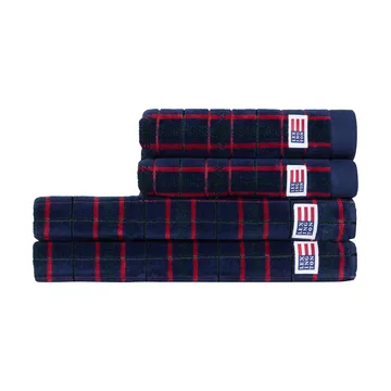 Toalla Lexington checked, 4 piezas - Navy-green, 2 uds 50x70 cm, 2 uds 70x30 cm - Lexington