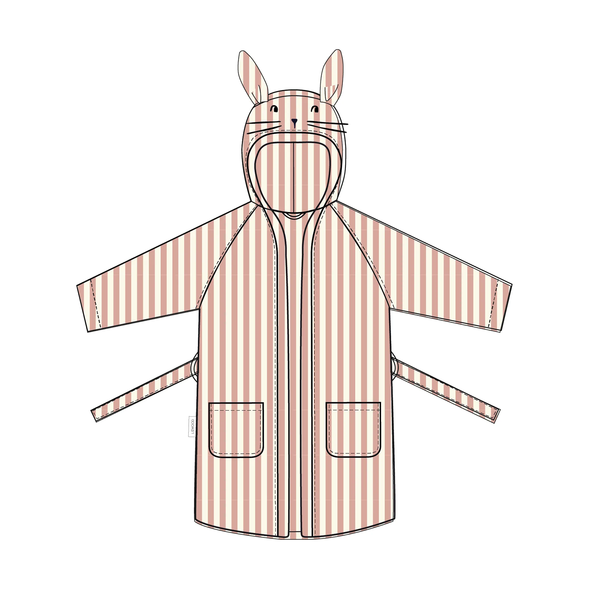 Albornoz Lily coral blush creme de la creme a rayas, 3-4 años Liewood