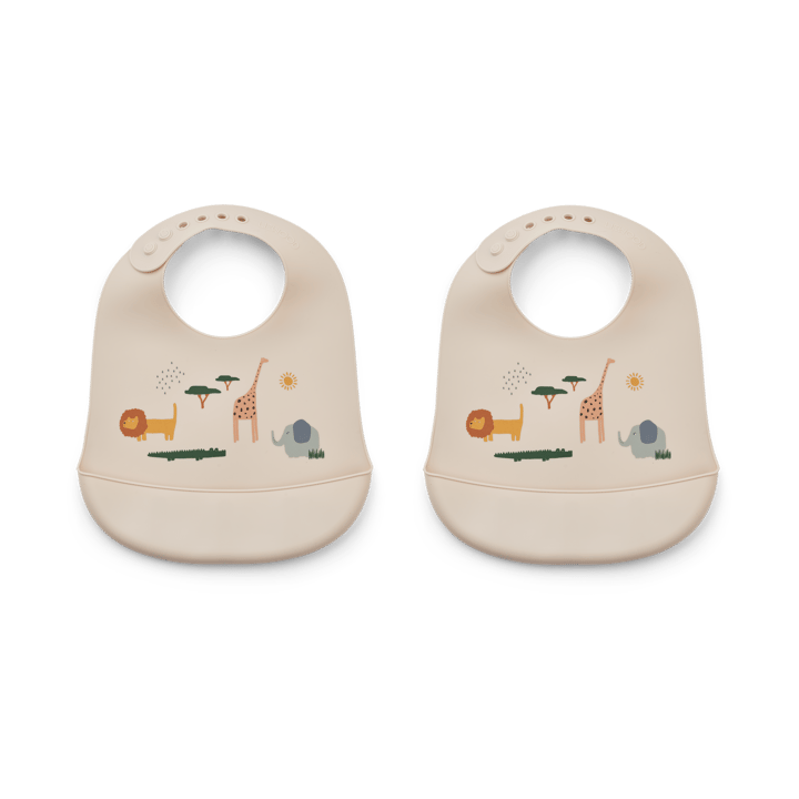 Babero de silicona Tilda 2-pack - Safari sandy mix - Liewood