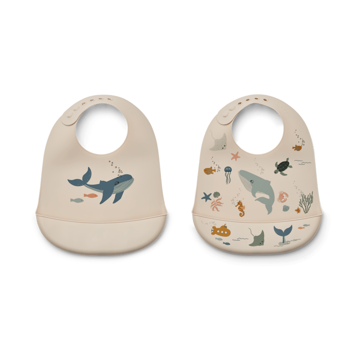 Babero de silicona Tilda 2-pack - Sea creature-Sandy - Liewood