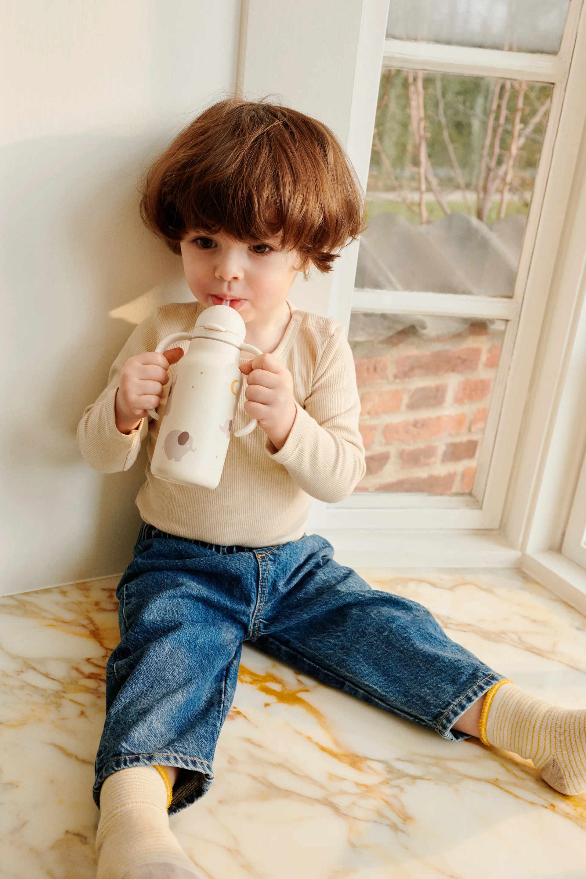 Botella de agua Kimmie 25 cl, Elephant-Creme de la creme Liewood