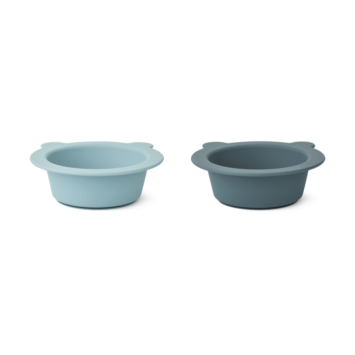 Cuenco con ventosa Peony Ø16 cm 2 piezas, Sea blue-Whale blue Liewood