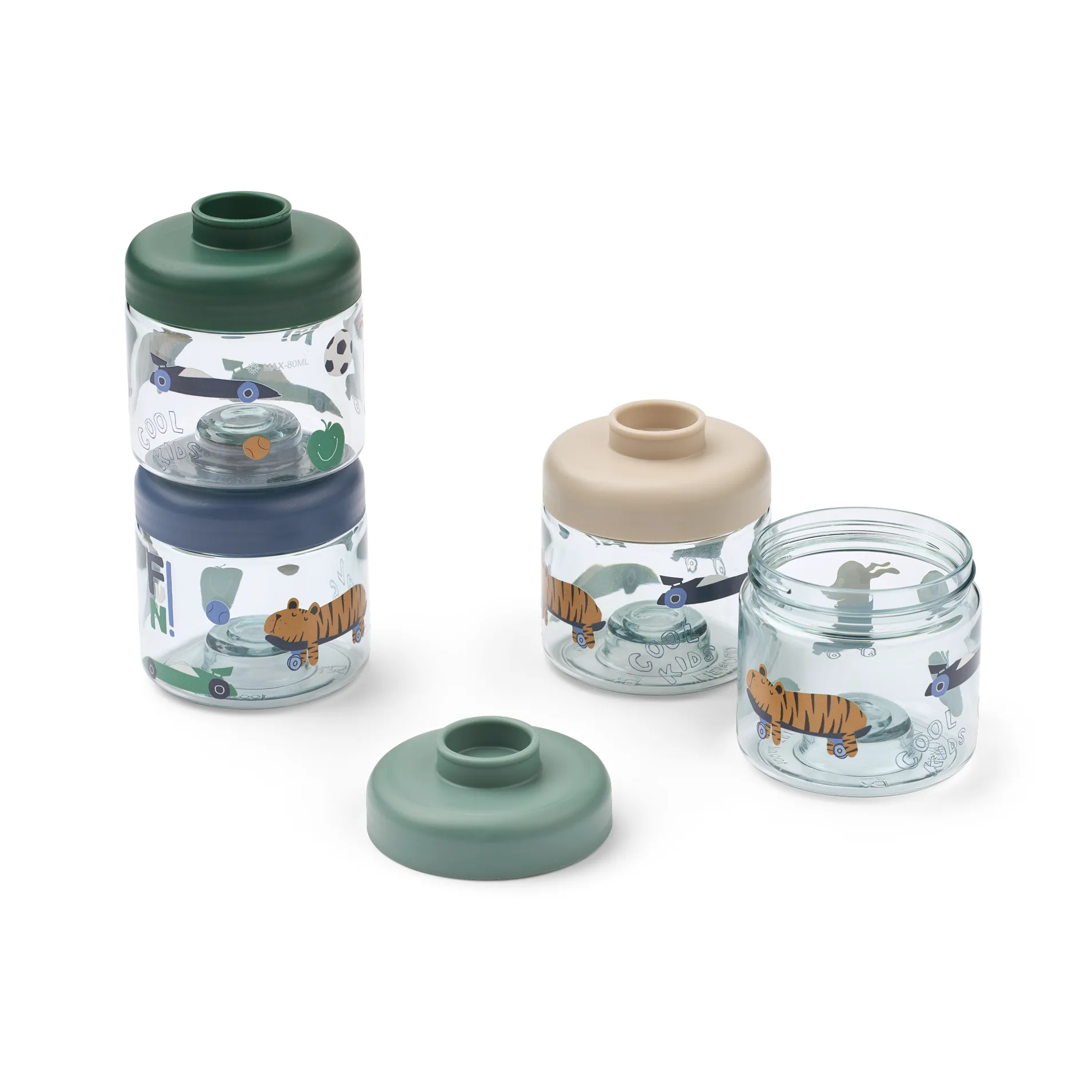 Dominique botes para comida infantil 100 ml pack de 4, Fun-beach blue Liewood