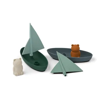 Juguetes de baño Ensley, barcos, 2 piezas - Whale blue multi mix - Liewood