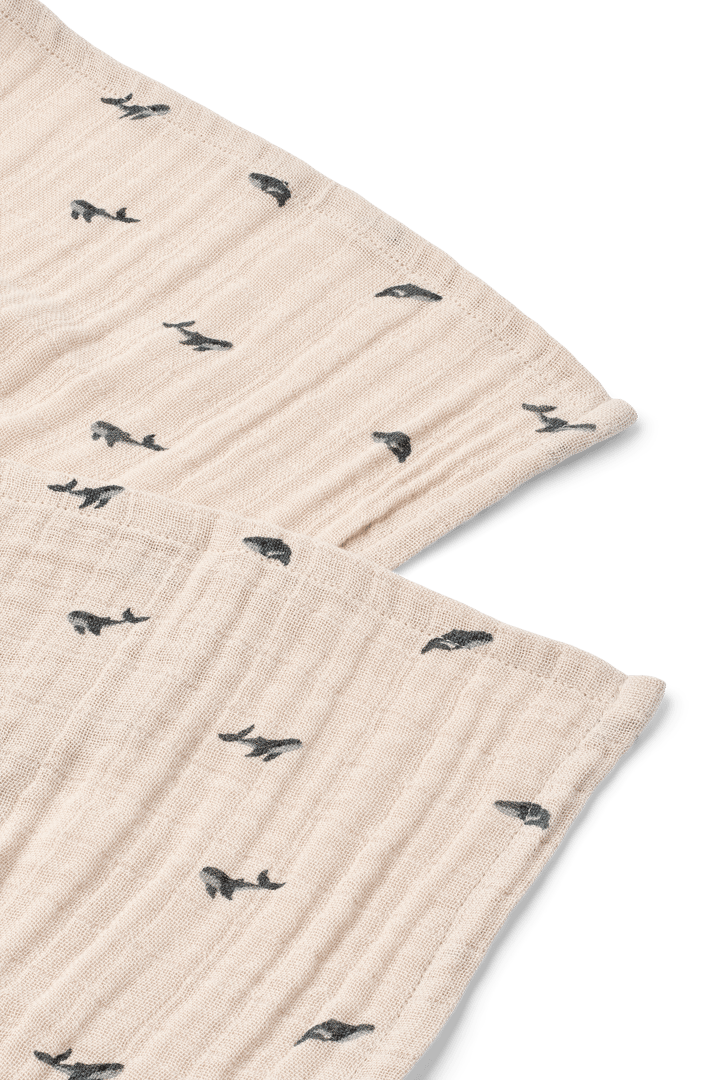 Muselina Lewis 2-pack 65x65 cm, Mini whale-Sandy Liewood