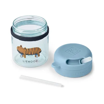 Pavia taza con pajita 28 cl - Fun-beach blue - Liewood