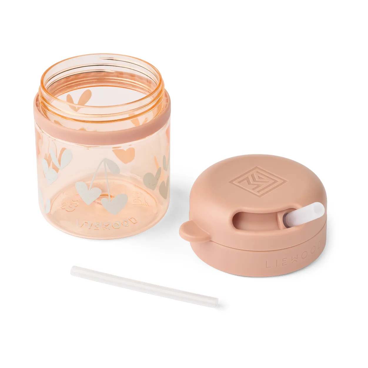 Pavia taza con pajita 28 cl, Sweethearts-pale tuscany Liewood