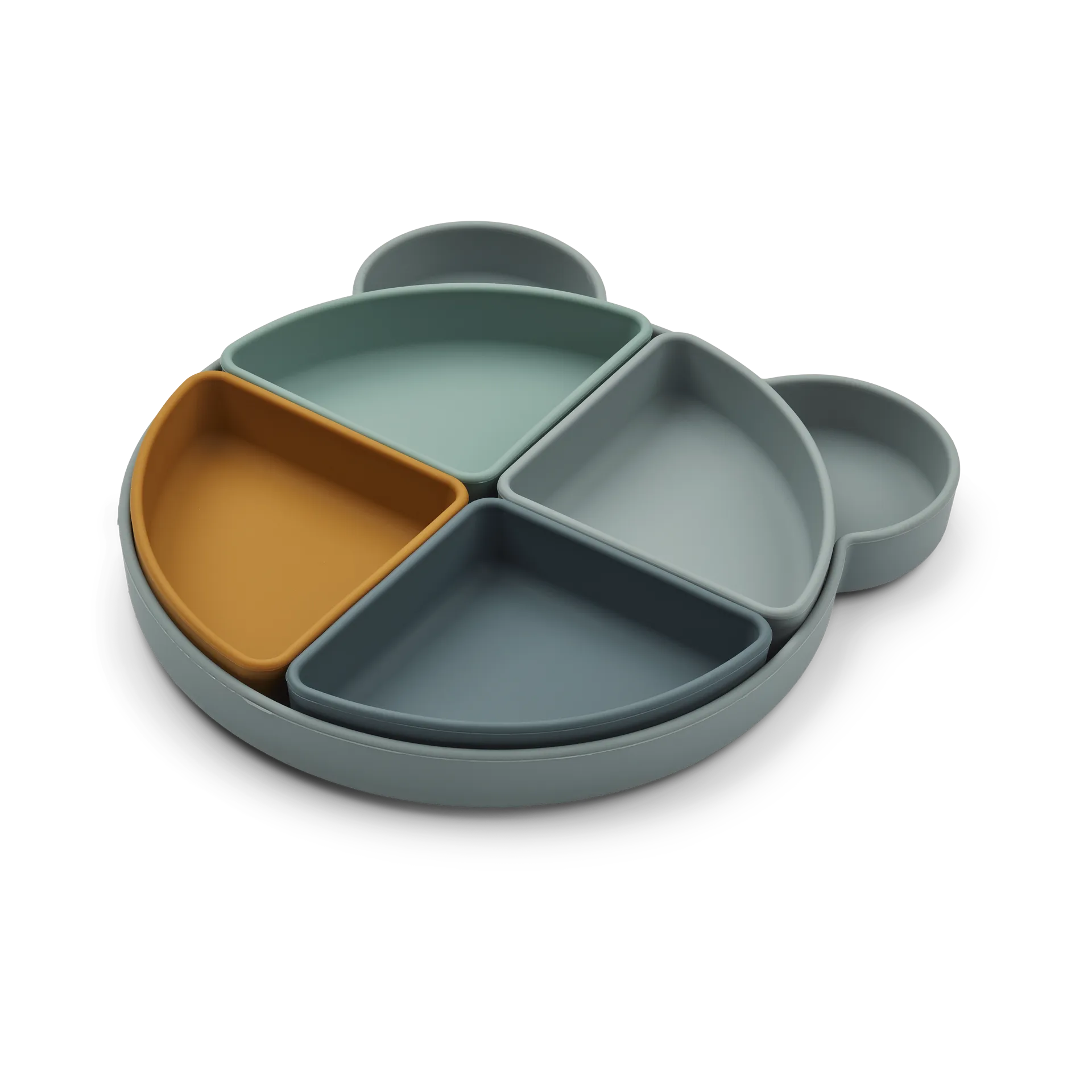 Plato infantil Arne + 4 cuencos, Mr bear blue fog multi mix Liewood