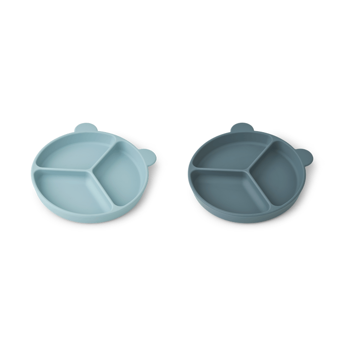 Plato infantil Stacy delad 2-pack, Sea blue-Whale blue Liewood