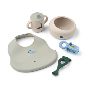 Set de vajilla para bebés Mileah - Dino Roar/Dove blue - Liewood