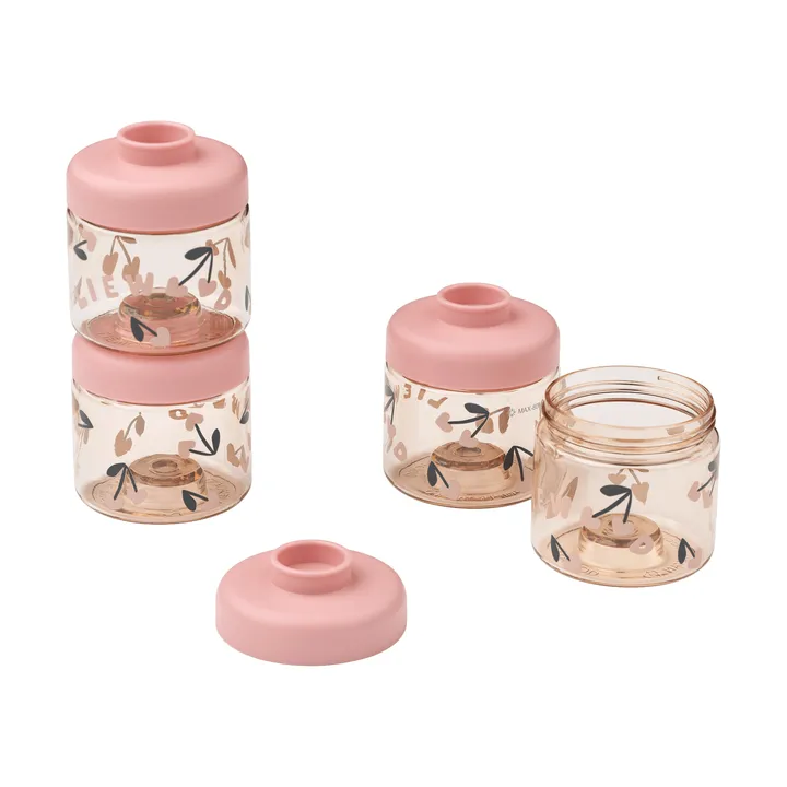Tarros para comida de bebés Dominique 100 ml, 4-pack - Cherry heart-Rosey - Liewood