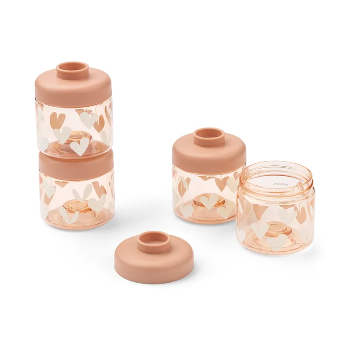 Tarros para comida de bebés Dominique 100 ml, 4-pack - Sweethearts-pale tuscany - Liewood