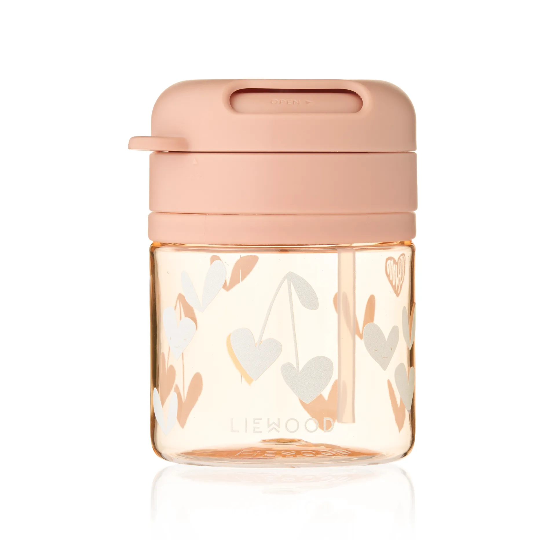 Taza con pajita Pavia, Sweethearts-pale tuscany, 28 cl Liewood