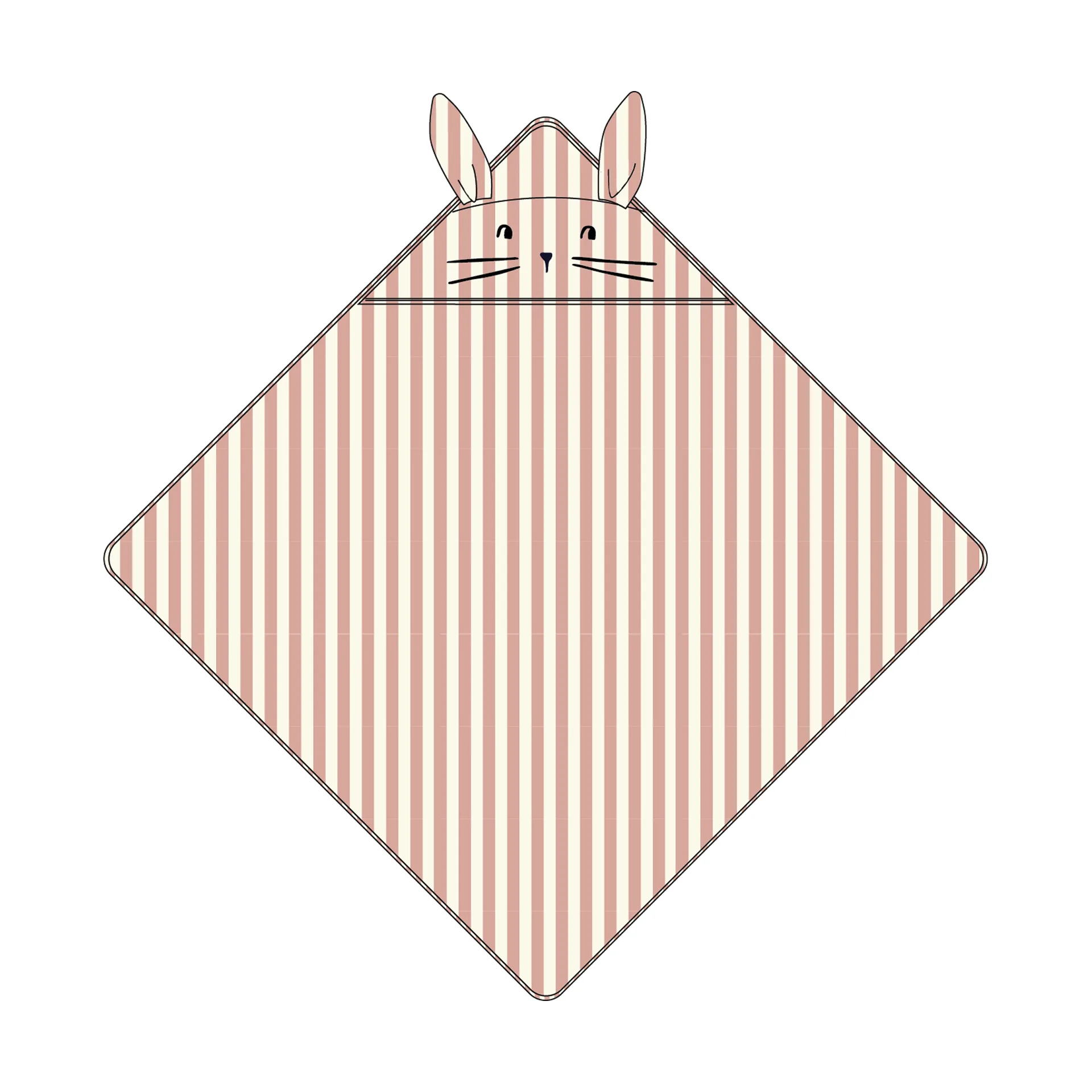 Toalla con capucha Albert 70x70 cm, Coral blush-creme de la creme stripe Liewood